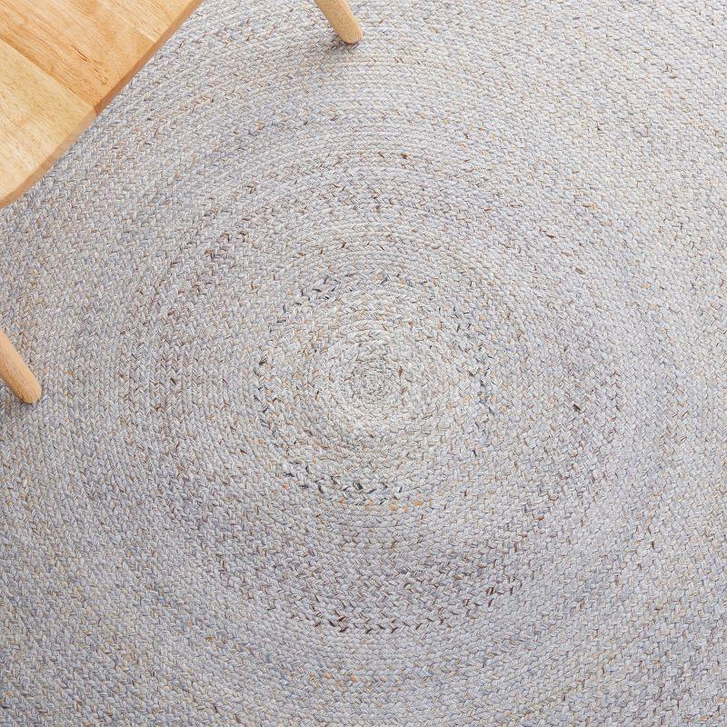 Handwoven Harmony Grey and Yellow Synthetic 5' Round Area Rug