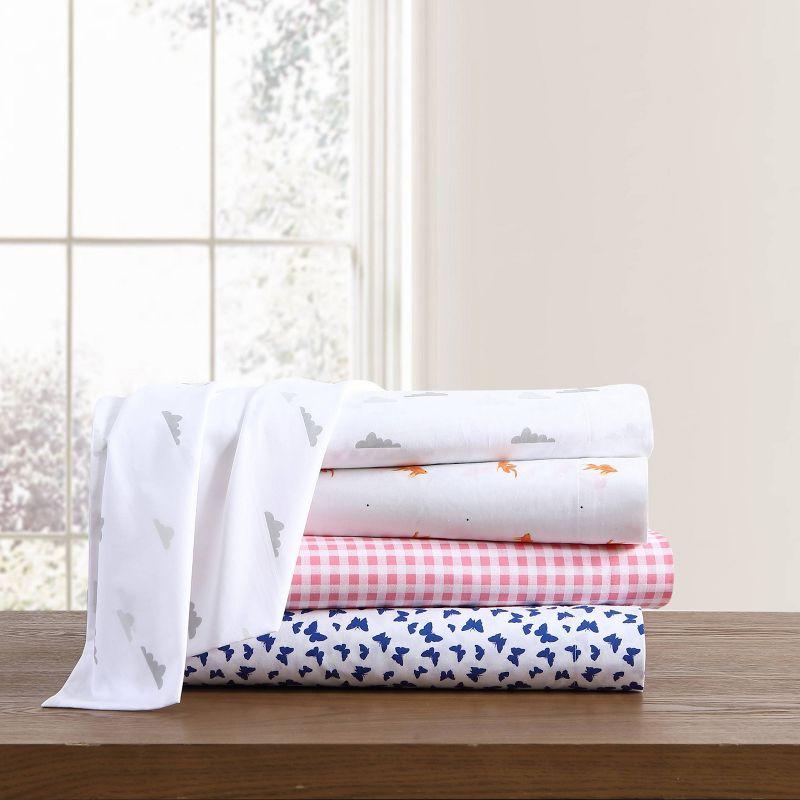 Queen Printed Pattern Percale Cotton Sheet Set Pink Gingham - Poppy & Fritz