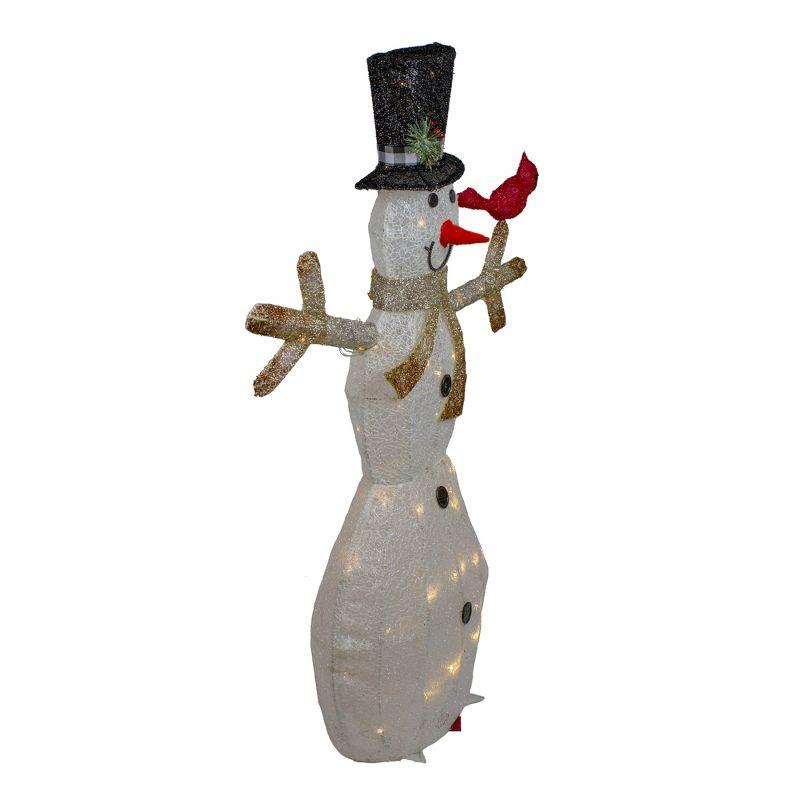 49" White and Black LED Lighted Snowman with Top Hat Christmas Outdoor Decoration