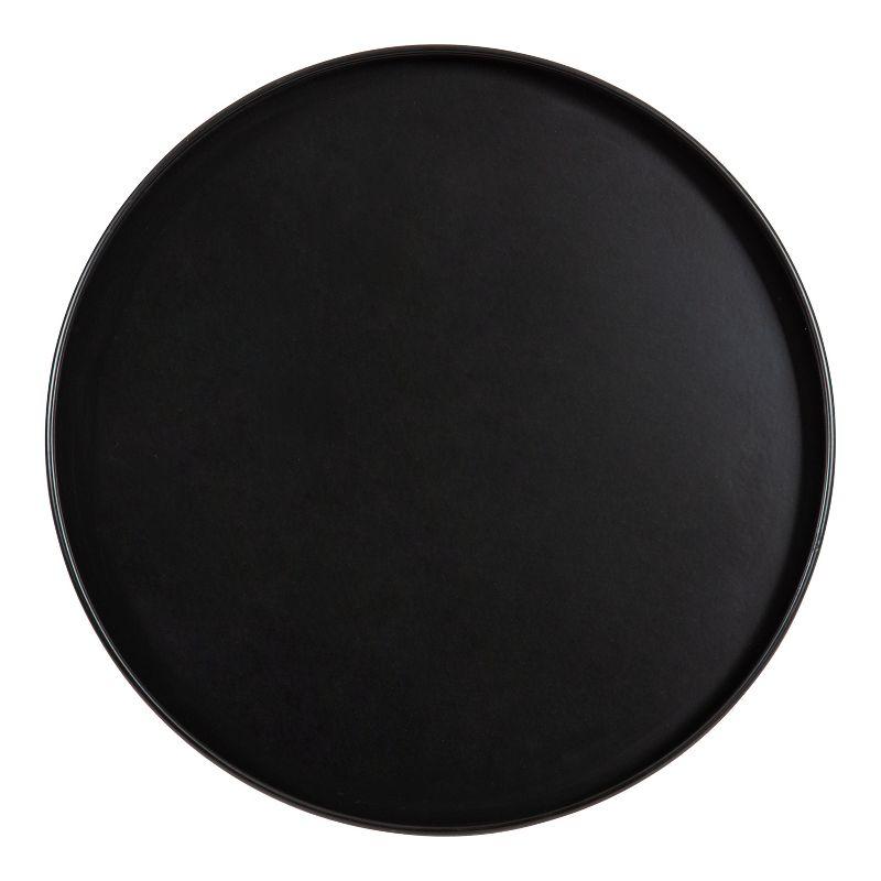 Kate and Laurel Tira Round Metal Side Table, 14x14x24, Black and Walnut Brown