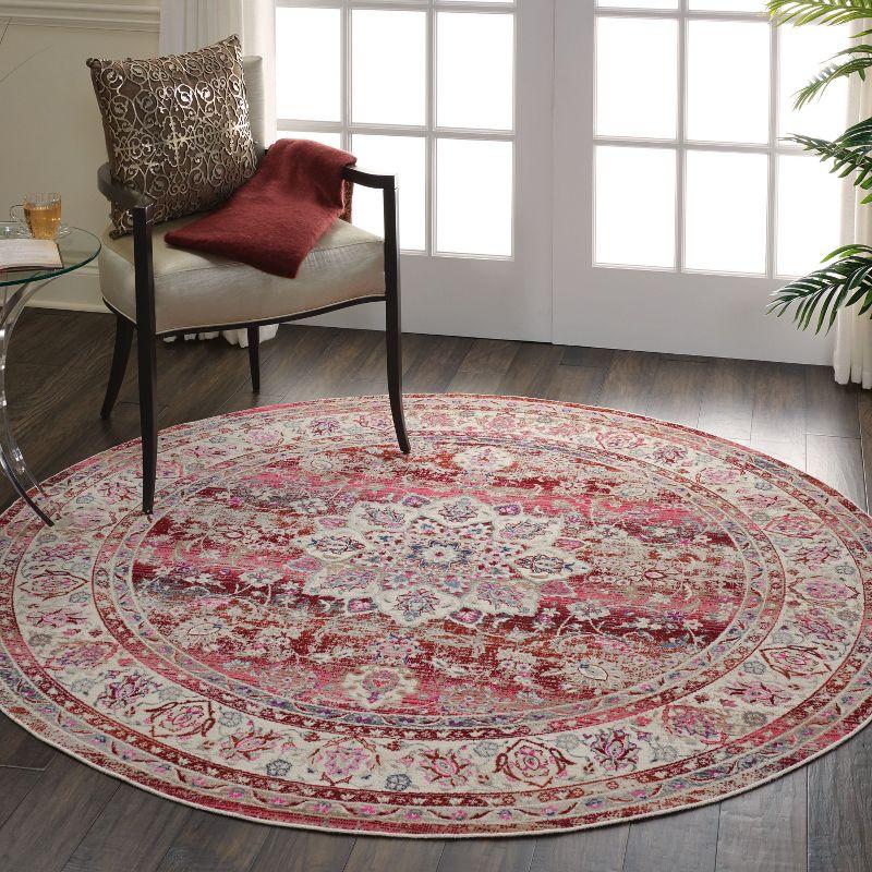 Nourison Vintage Kashan VKA01 Burgundy/Ivory/Blue Indoor Area Rug - 6' x ROUND