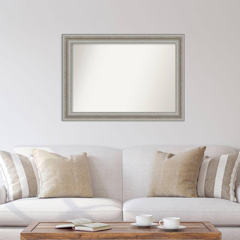 Amanti Art 42" x 30" Parlor Framed Bathroom Vanity Wall Mirror Silver: Modern Style, Beveled Glass, Wood Frame, Wall Mounted