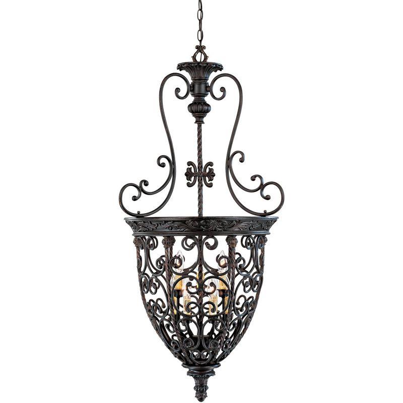 Franklin Iron Works French Scroll Rubbed Bronze Chandelier 22 1/2" Wide Rustic 9-Light Fixture for Dining Room House Kitchen Island Entryway Bedroom