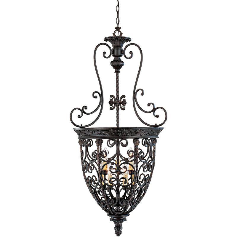 French Scroll Rubbed Bronze 9-Light Chandelier