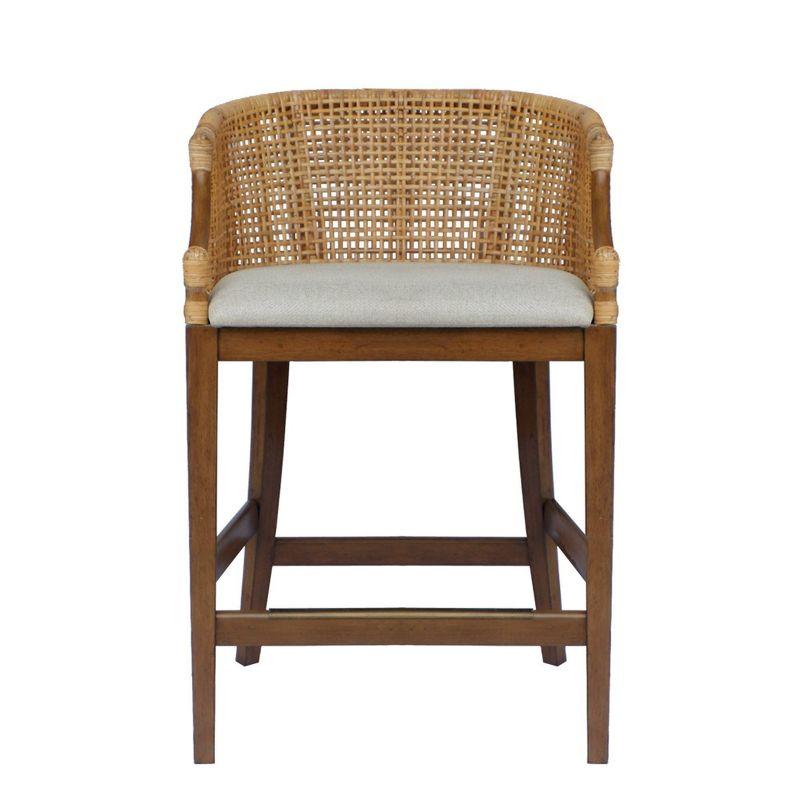 Playa 27" Natural Rattan Handcrafted Counter Stool with Linen Cushion