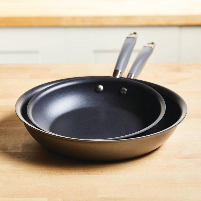 Anolon Advanced Home 10.25" & 12.75" Twin Pack Open Fry Pans Moonstone: Nonstick, Hard Anodized, Oven-Safe, Hand Wash