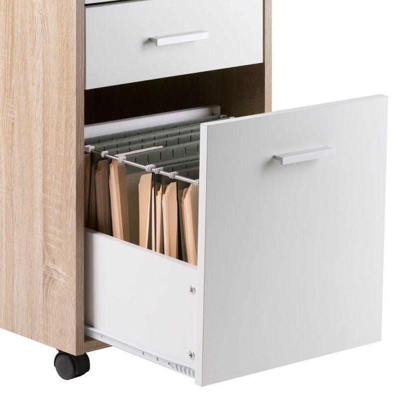 Kenner Mobile File Cabinet Wood - Winsome: Mid-Century Modern, 3-Drawer Office Storage, Anti-Tip Hardware