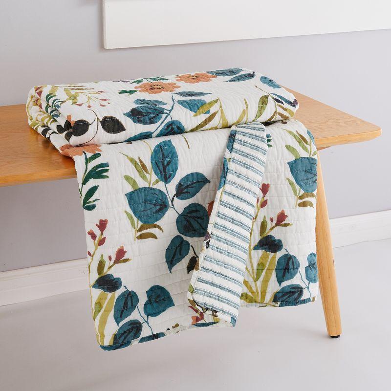 Tessa Floral Reversible Cotton Throw Blanket 50x60