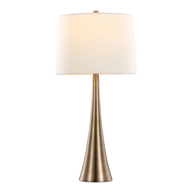 LumiSource (Set of 2) Diana 29" Contemporary Metal Table Lamps with White Linen Shade: UL Listed, Drum-Shaped