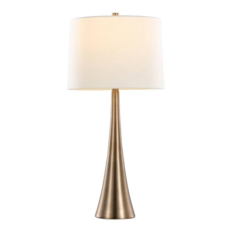 Matte Golden Bronze 29.5" Metal Table Lamp Set with White Linen Shade