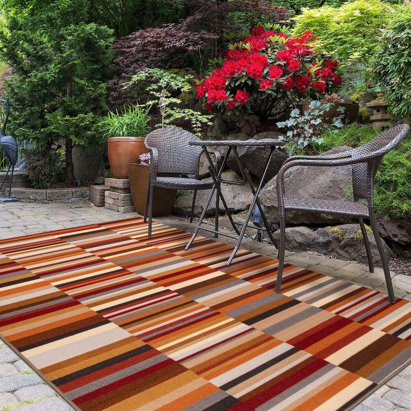 Modern Multicolor Striped Synthetic Indoor Outdoor Area Rug