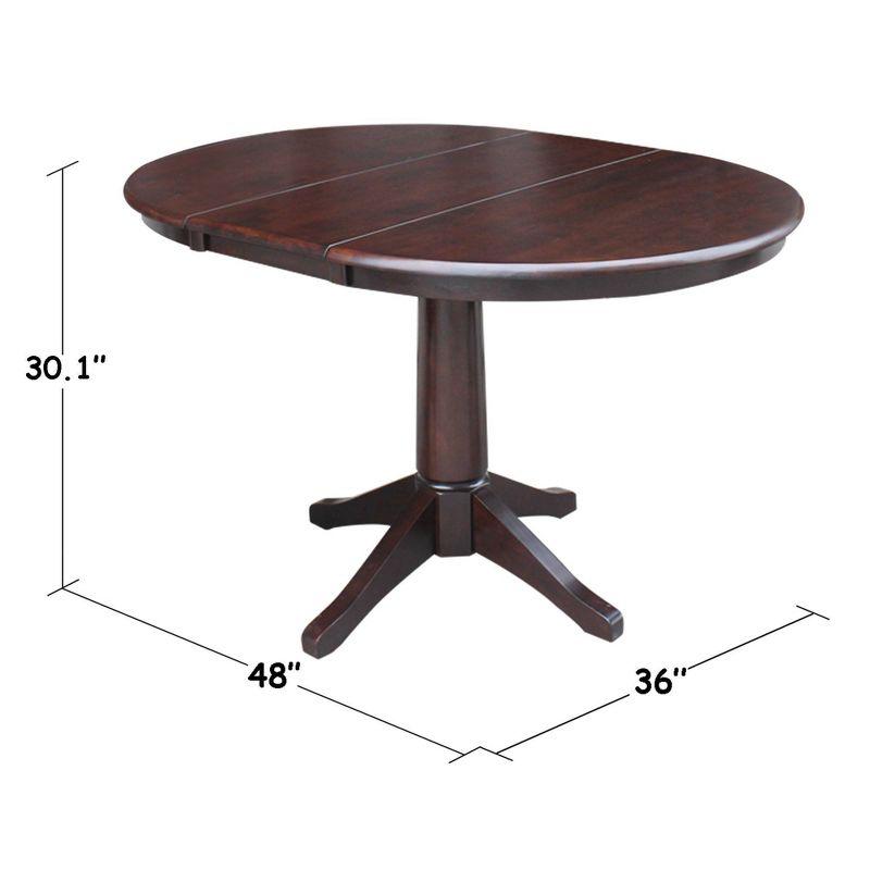 Espresso Oval Extendable Wood Dining Table with Leaf