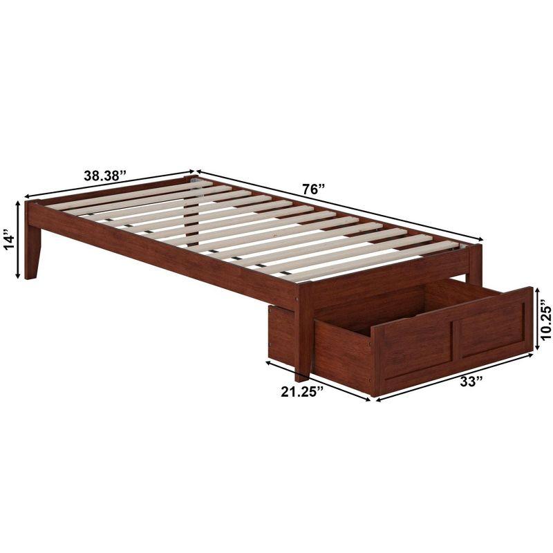 AFI Furnishings Colorado Twin Bed with Foot Drawer and USB Turbo Charger in Walnut