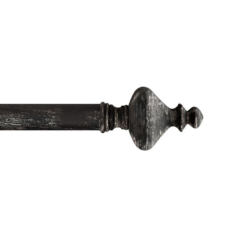 Antique Black Adjustable Curtain Rod with Finials, 48-84 inches