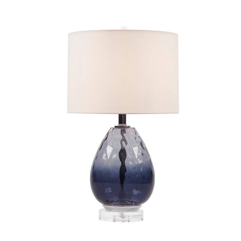 510 Design Borel Glass Table Lamp Dark (Includes LED Light Bulb) Blue : Modern Drum Shade, 1-Way Switch, 24.25" H