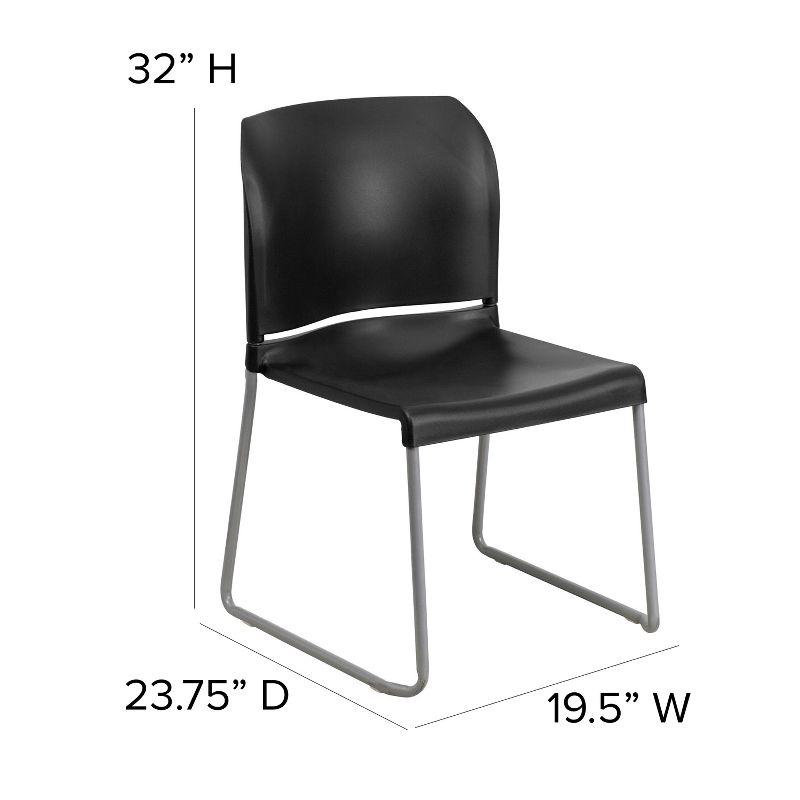 Modern Black Metal Stackable Chair with Polypropylene Seat