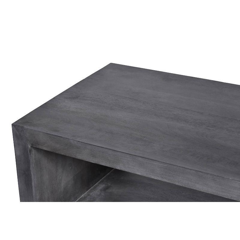 58" Cube Shape Mango Wood Coffee Table with Open Bottom Shelf Gray - The Urban Port