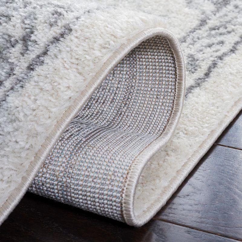 Ivory and Grey Rectangular Stain-Resistant Synthetic Area Rug