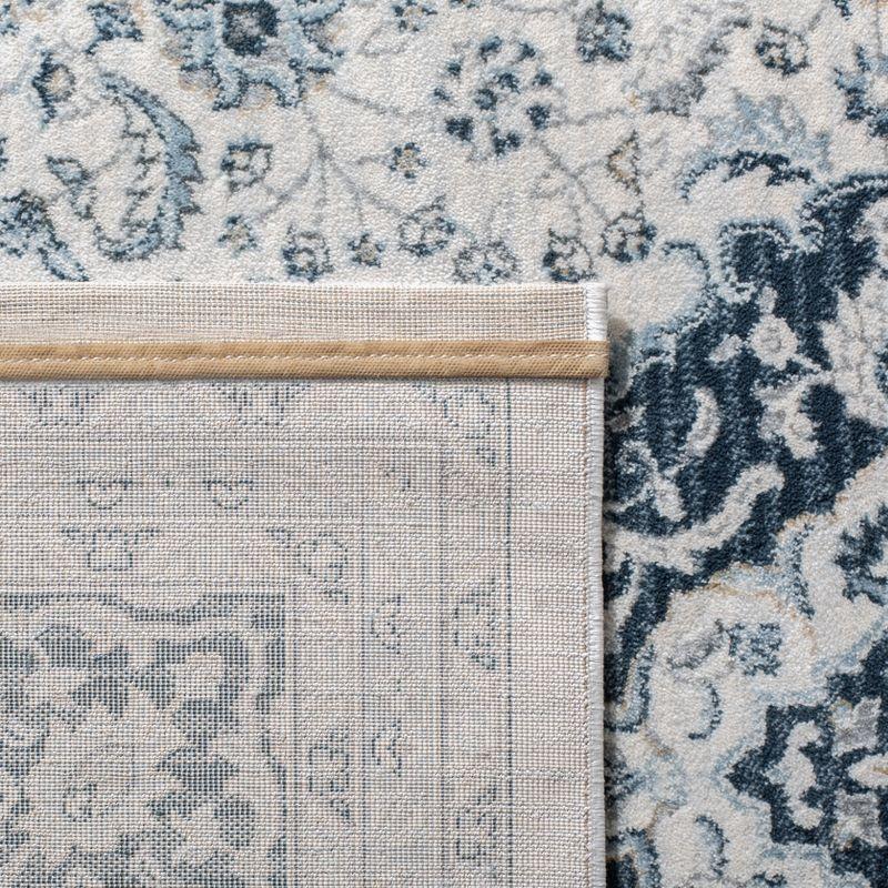 Isabella 6'7" Square Cream and Dark Blue Synthetic Area Rug