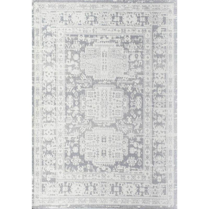 Sundara Elegance 2'6"x8' Vintage Transitional Gray Synthetic Area Rug