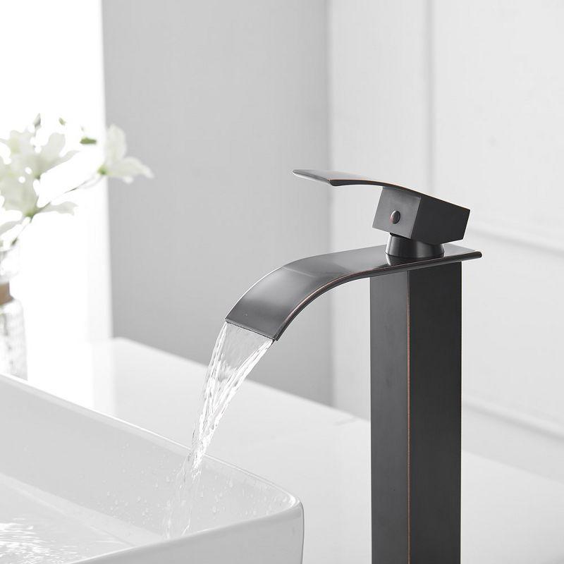 BWE Waterfall Single Hole Single Handle Bathroom Vessel Sink Faucet With Pop-up Drain Assembly