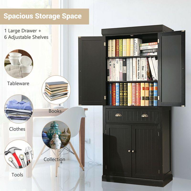 Costway Kitchen Cabinet Pantry Cupboard Freestanding with Shelves Espresso