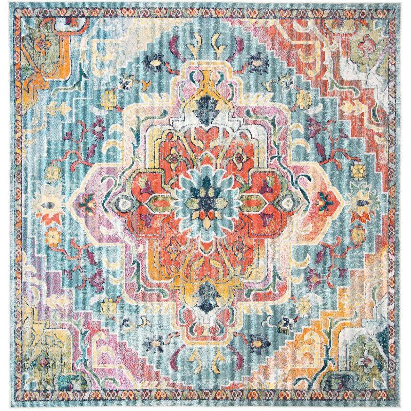 Crystal CRS501 Loomed Indoor Area Rug - Teal/Orange - 7'x7' - Safavieh