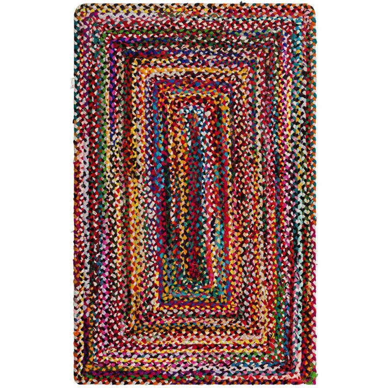 Unique Loom Braided Chindi Collection Area Rug - Layer (3' 3" x 5' 1" Rectangle Multi/Blue)