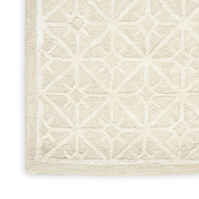 Geometric Handmade Tufted Ivory Area Rug