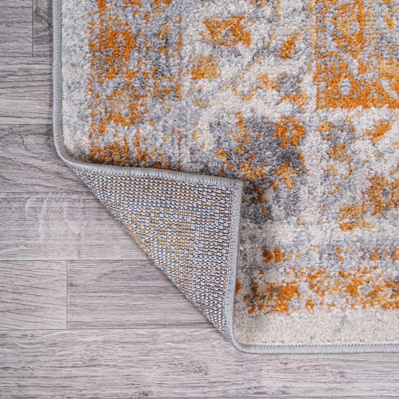 Indhira Orange and Cream Medallion 4' x 6' Area Rug