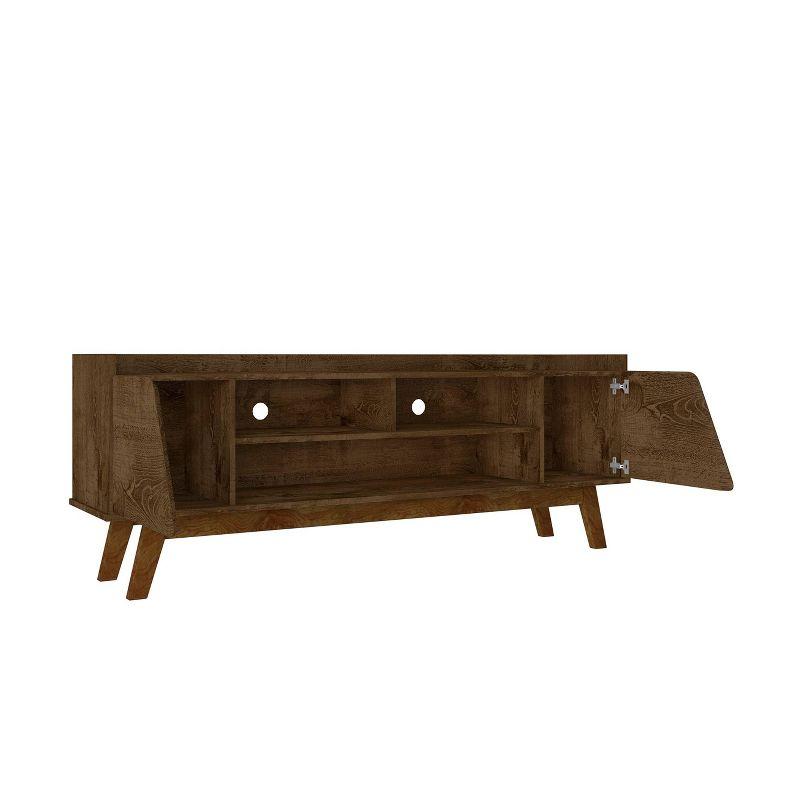 Marcus Mid-Century Modern 5 Shelf TV Stand for TVs up to 65" Rustic Brown - Manhattan Comfort: Entertainment Center, Media Console