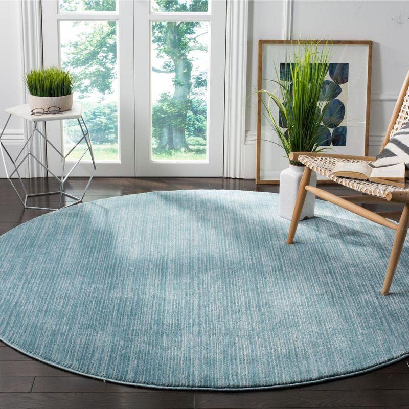 Aqua Round Synthetic Easy Care Area Rug, 4' x 4'