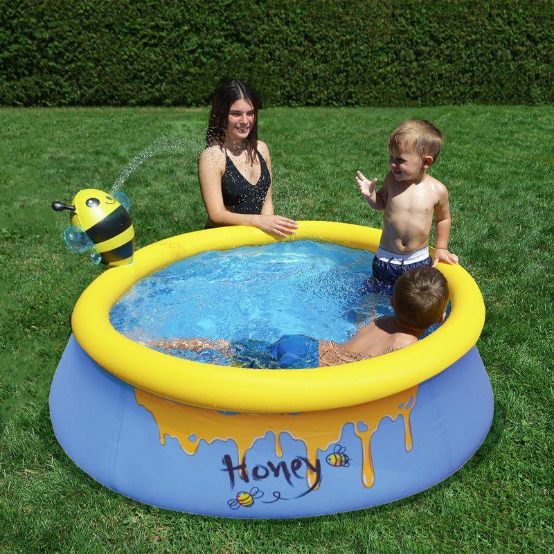 JLeisure Sun Club 12010 5 Foot x 16.5 Inch 1 to 2 Person Capacity 3D Kids Outdoor Above Ground Inflatable Kiddie Swimming Pool, Blue