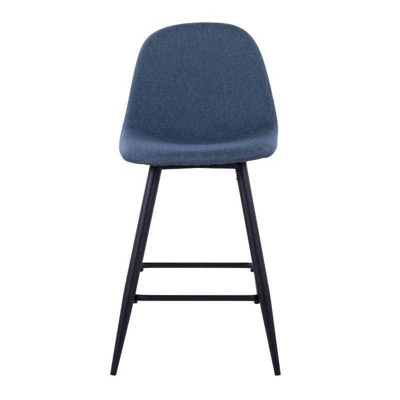 Set of 2 Pebble Counter Height Barstools Black/Blue - LumiSource: Sturdy Steel Frame, Upholstered Seat, Fixed Height