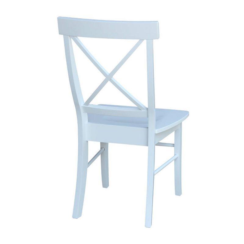 White High Cross Back Solid Wood Side Chair