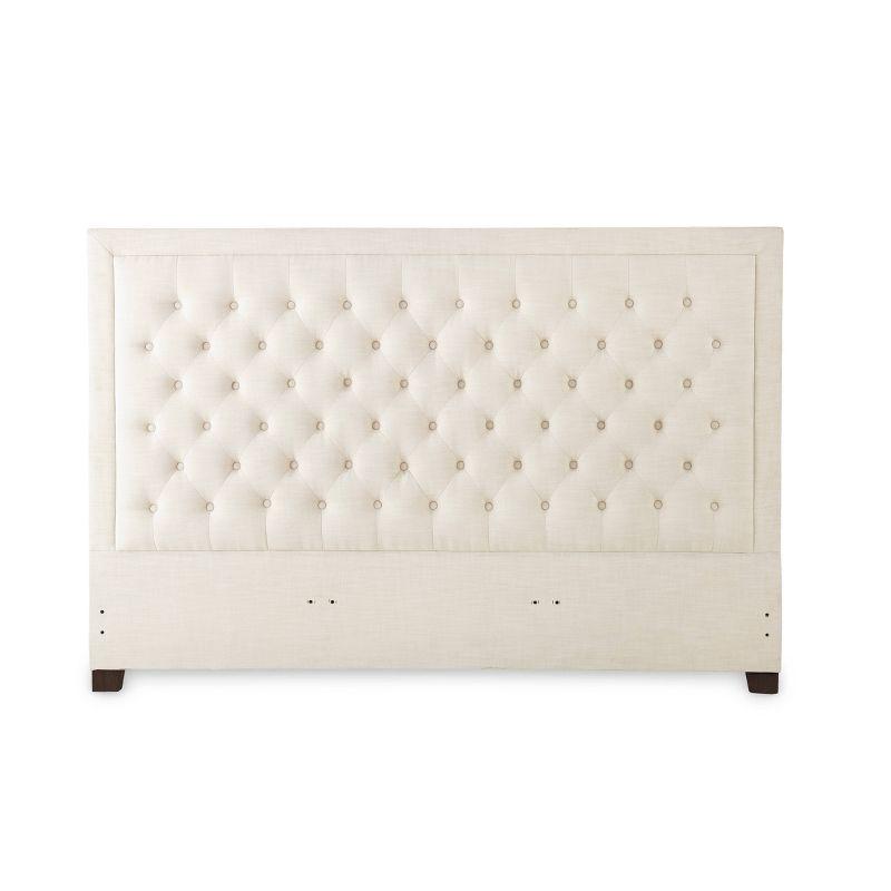 White Tufted Upholstered Queen Bed with Nailhead Trim