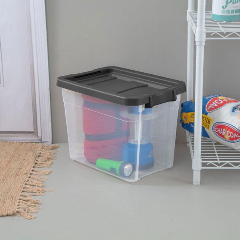 Sterilite 30 Quart Clear Plastic Stackable Storage Container Bin Box Tote with Grey Latching Lid Organizing Solution for Home & Classroom