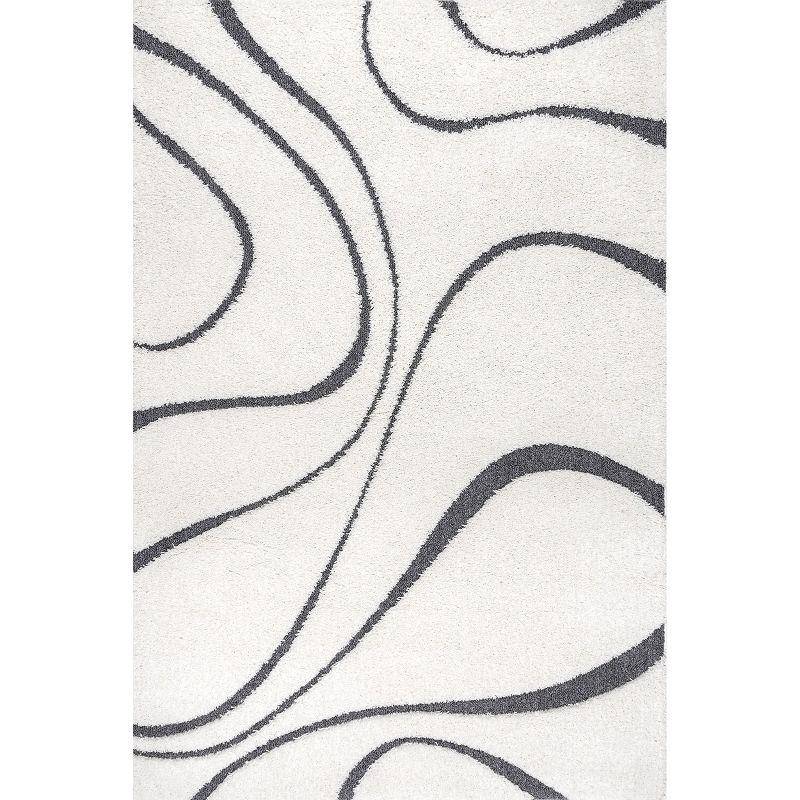 Nuloom Carolyn Abstract 3x5 Accent Shag Indoor Area Rug for Living Room Bedroom Dining Room Nursery Entryway, Beige/Grey