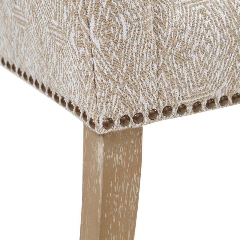 Madera Accent Bench Taupe: Madison Park, Rectangle, Nailhead Trim, Polyester Upholstery, Wood Legs