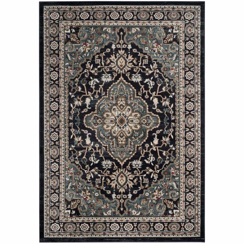 Lyndhurst LNH338 Power Loomed Area Rug - Anthracite/Teal - 6'x9' - Safavieh.