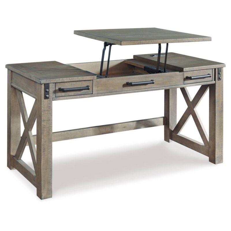 Aldwin Home Office Lift Top Writing and Computer Desk Black/Gray - Signature Design by Ashley: 60" Adjustable, with USB Charging Station