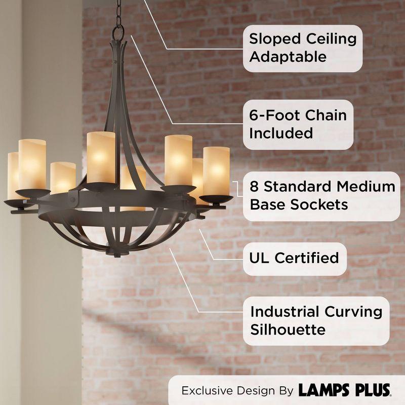 Industrial Bronze 8-Light Chandelier with Scavo Glass Shades