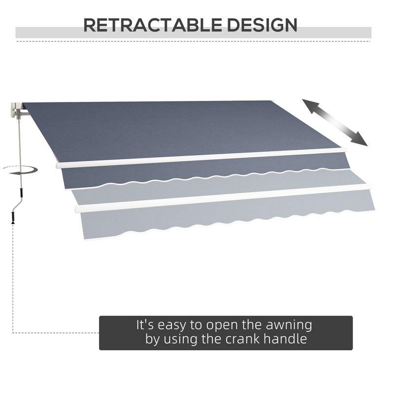 Outsunny 12' x 10' Manual Retractable Awning Outdoor Sunshade Shelter for Patio, Balcony, Yard, with Adjustable & Versatile Design, Charcoal Gray