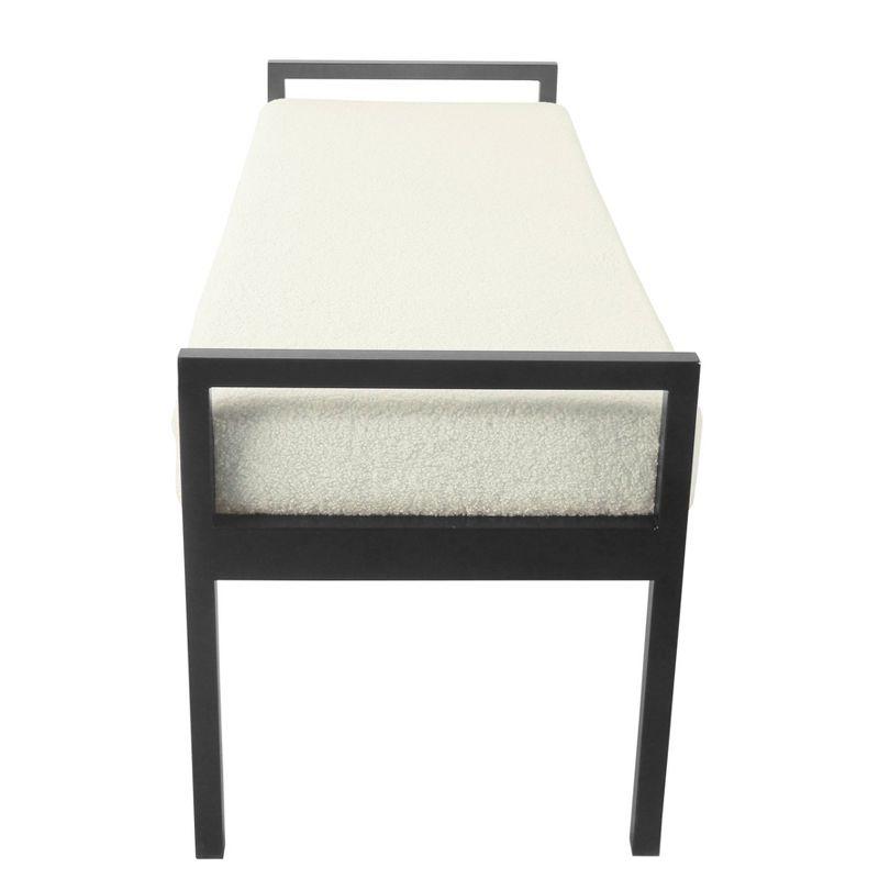 Modern Metal Faux Shearling Bench Cream - HomePop