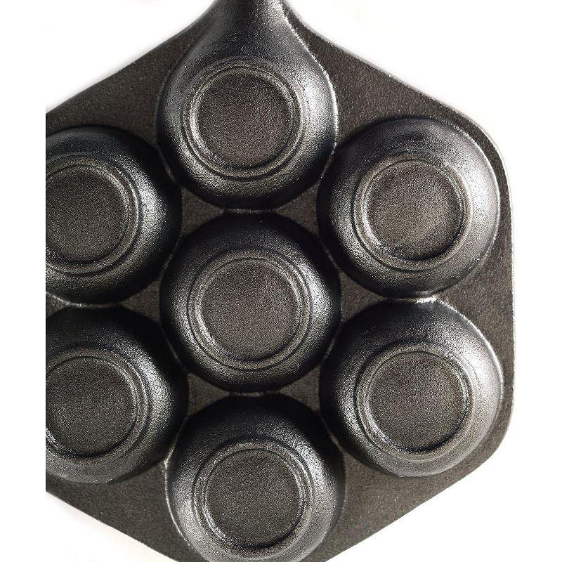 Norpro Cast Iron Stuffed Pancake Pan, Munk/Aebleskiver, 2" / 5cm diameter, Black