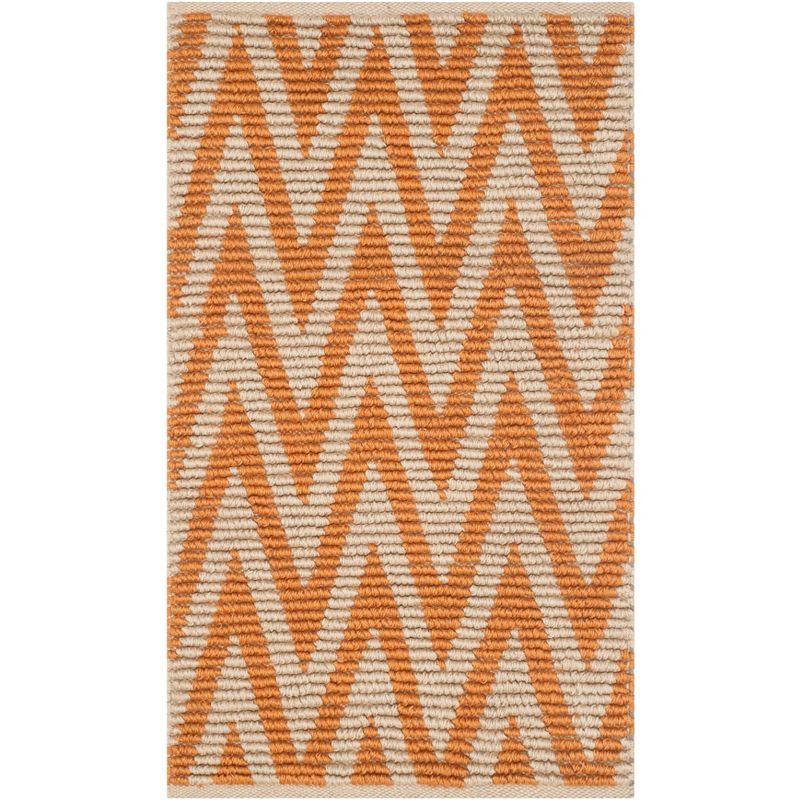 Cape Cod Natural Orange Hand-Knotted Wool and Cotton Area Rug, 2'3" x 3'9"