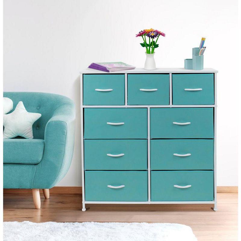 Sorbus Dresser with 9 Drawers - Furniture Storage Chest Tower Unit for Bedroom, Closet, etc - Steel Frame, Wood Top, Fabric Bins