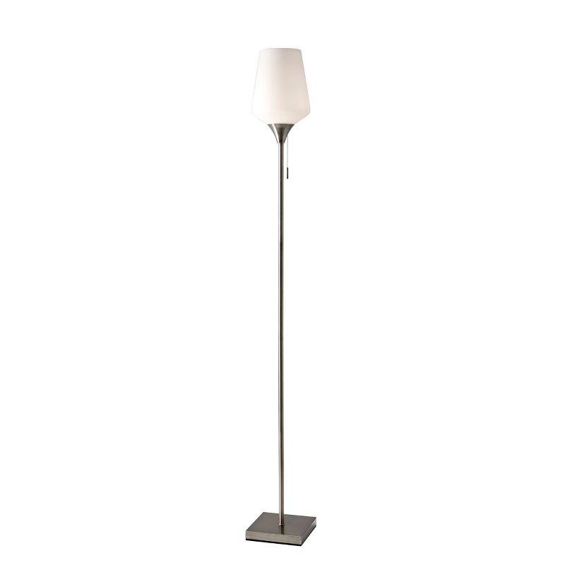 Elegant Roxy 71'' Brushed Steel Floor Lamp with Opal White Glass Shade