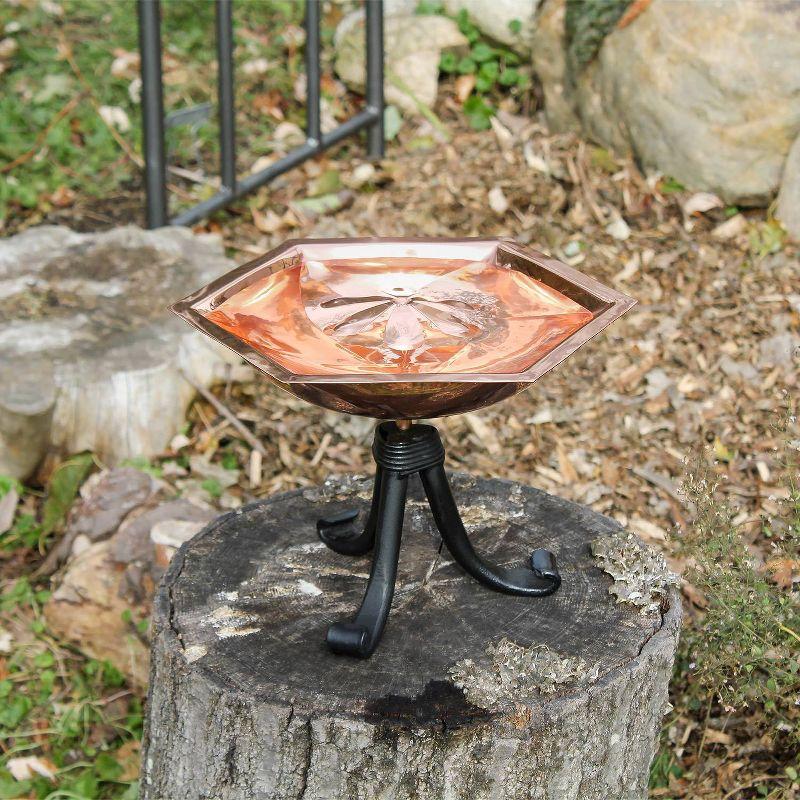 8.2" Hexagonal Bee Fountain and Birdbath with Tripod Stand Copper Plated Finish - Achla Designs: Weather-Resistant Iron & Steel