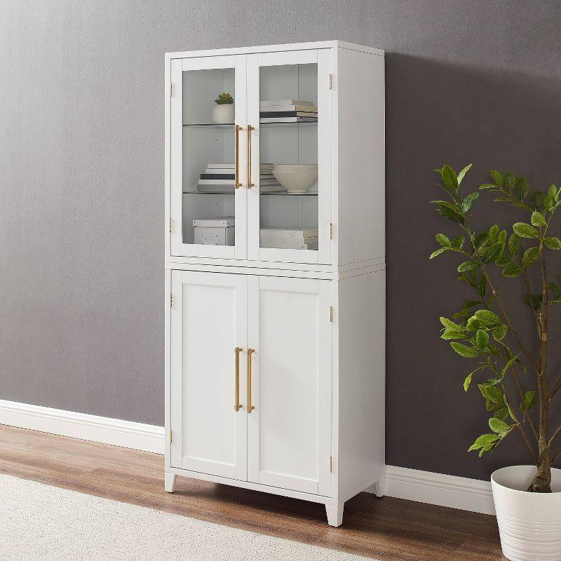 Crosley 70" Roarke Pantry Storage Cabinet with Glass Door Hutch White